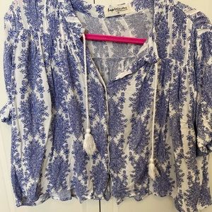 Shop Impressions Blue and White Top